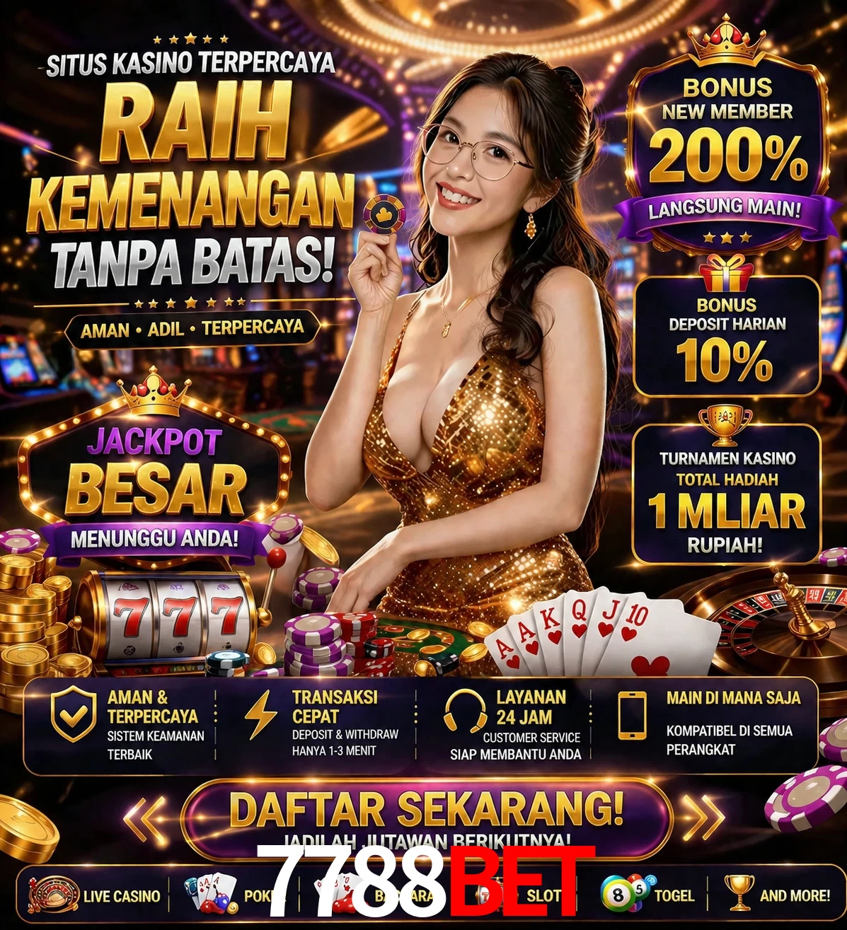 Roleta e blackjack 7788Bet